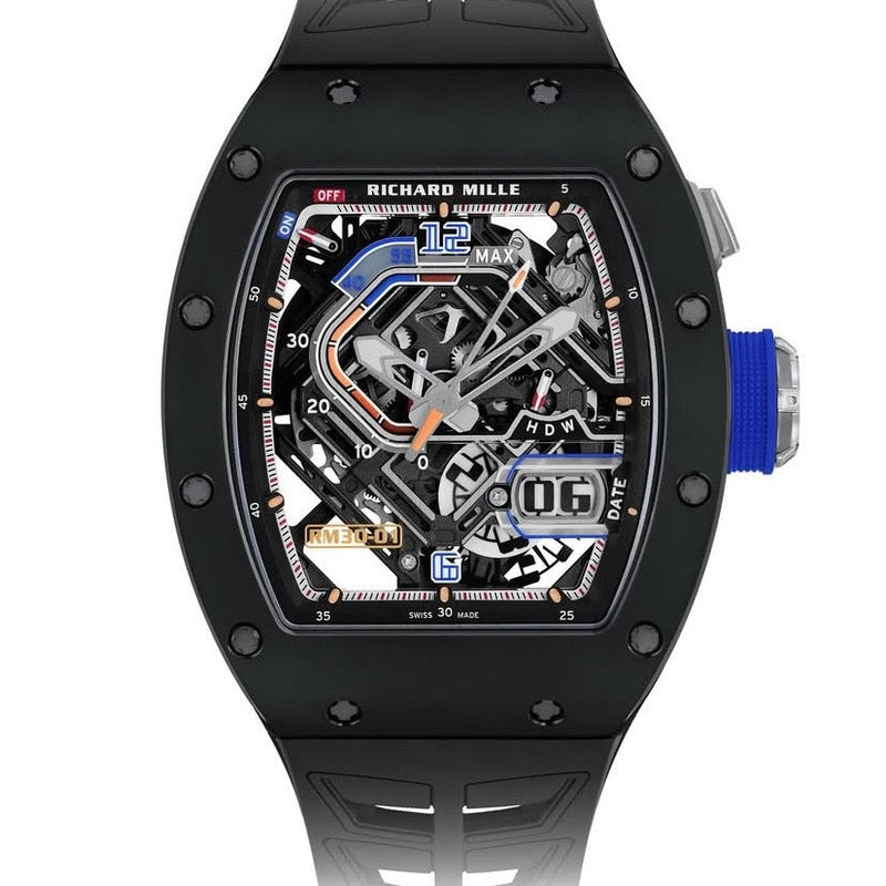 Richard Mille | RM 30-01 | Black Ceramic | Skeletonized Grade 5 Titanium | 1 year warranty